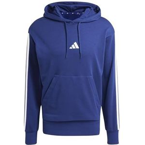 adidas Heren ESSENTIAL THREE STRIPES FRENCH TERRY HOODIE, dark blue/white, M