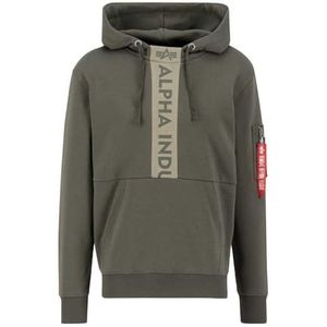 Alpha Industries Front Print Hoody Heren Capuchon Sweat Dark Olive