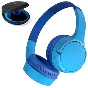 Belkin SoundForm Mini draadloze koptelefoon voor kinderen met ingebouwde microfoon, 30 uur luistertijd en leuke stickers - Headset voor online onderwijs, school, reizen, iPhone, iPad, Galaxy - Blauw