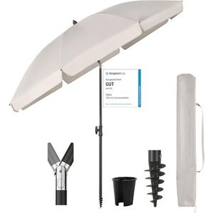 Sekey 180 cm parasol balkon met bodemhuls en beschermhoes, hellings- en hoogteverstelling, parasol strand voor balkon, tuin en terras, ronde zonwering UPF 50+