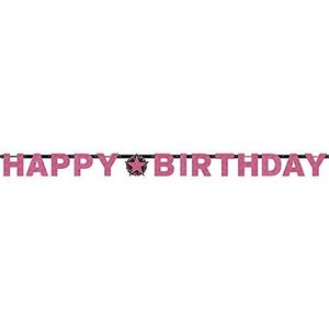 Amscan 10022832 60e 9901185 glinsterend roze letterslinger voor een verjaardag, 2,13 m, 1 ct, 60
