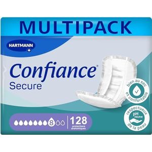 Confiance Secure - Absorberende anatomische beschermers voor mannen en vrouwen – absorptieniveau = 8 druppels (belangrijke urineverlies) – zacht materiaal – wit – 4 x 32 stuks