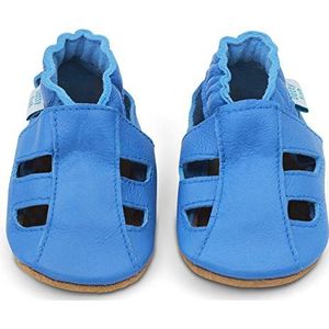 Dotty Fish zachte lederen baby sandalen met suede zolen. Peuter sandalen. Jongens en meisjes. Lichtblauw. 0-6 maanden (17 EU)
