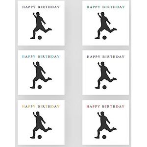 Marvello Multi gekleurde voetbalverjaardagskaarten doos set (12 kaarten) - premium enveloppen inbegrepen - verschillende kleuren - leeg binnen - voor hem, zoon, vrienden, papa, oom