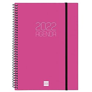 Finocam - Agenda 2022 verticaal, weekoverzicht van januari 2022 tot december 2022 (12 maanden) E10-155 x 212 mm, spiraalbinding, roze, katalaans