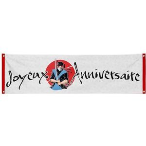 Boland 50424 - Ninja Joyeux Anniversaire banner van polyester, decoratie, thema feest, hangende decoratie