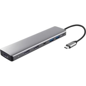 Watio Wave HUB 7-poorts USB-C Hub Compatibel met Meerdere Apparaten Grijs Ontwerp Ideaal voor Connectiviteit en Poort Uitbreiding*