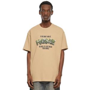 Mister Tee Upscale Home Heavy Oversize T-shirt voor heren, met print, oversized fit, streetwear, Unionbeige, 5XL