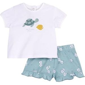 Chicco Set van katoen: T-shirt en shorts trainingspak voor meisjes 0-24, Medium Groen, 18 Maanden