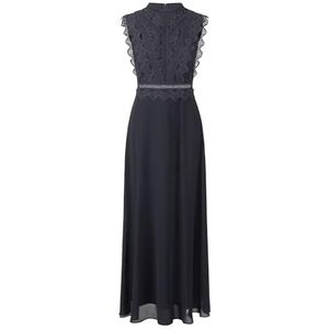 Apart avondjurk met kant en transparant rugpand, nachtblauw, 42