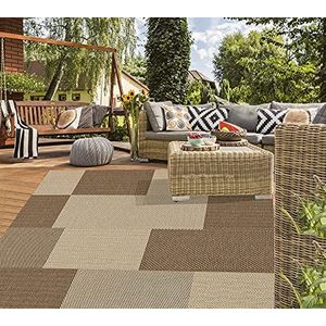 Mia´s Teppiche Lara In- & Outdoor tapijt plat weefsel, modern design, trendy kleuren, supervlak, UV- en weerbestendig, bruin-beige, 120x170 cm, 100% polypropyleen