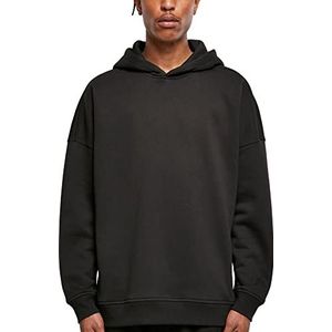 Build Your Brand Heren Oversized Cut On Sleeve Hoody Pullover met capuchon, Zwart, S