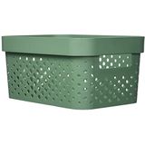 CURVER Infinity Opbergmand, 4,5 l, 100% gerecycled, multifunctionele opslag, stapelbaar en insteekbaar, 26 x 17,5 x 12,3 cm, groen