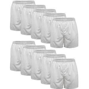 Gildan Geweven boxershorts voor heren, multipack shorts (pak van 10), Wit (10 stuks), S