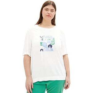TOM TAILOR Dames T-shirt 1035929, 10315 - Whisper White, 46 Grote maten