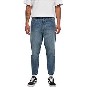 Urban Classics Jeans voor heren, cropped tapered jeans, regular fit, verkorte lengte, verkrijgbaar in 2 verschillende kleuren, maat 30 tot 38, Middeepblue, 34