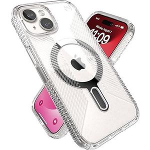 Speck Transparant iPhone 15 hoesje - ClickLock antislip interlock, MagSafe-compatibel, valbescherming grip - voor iPhone 15 iPhone 14 iPhone 13 - Anti-geel 6,1 inch telefoonhoesje - Presidio Grip