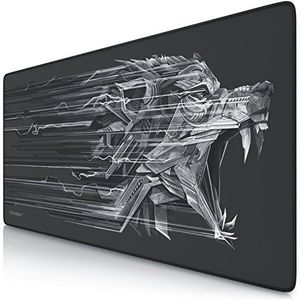 CSL-Computer Titanwolf XXL Speed Gaming-muismat, 900 x 400 mm, XXL muismat, onderlegger met Titanwolf-motief. Verbetert precisie en snelheid. Stabiele grip op gladde oppervlakken.