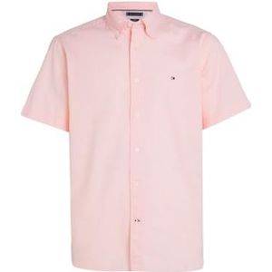 Tommy Hilfiger Heren Shirt met korte mouwen, Roze kristal/optisch wit, XL