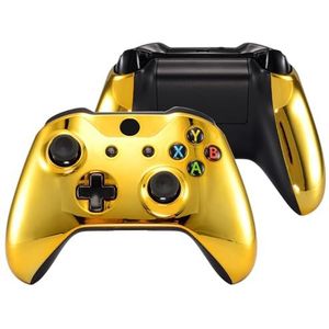 eXtremeRate Chroom Goud Bovenkant Shell Frontbehuizing Frontplaat Vervangende Onderdelen met Zijrailspaneel voor Xbox One X & One S Controller (model 1708)