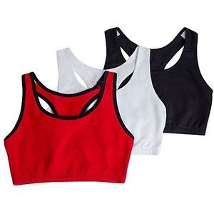 Fruit of the Loom Sportbeha voor dames, set van 3 stuks, Rood, 75A