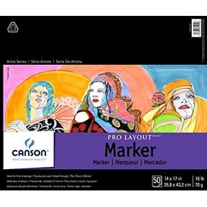 Canson Artist Series Pro Layout Marker Pad, 14"" x 17"", vouwhoes, 50 vellen (100511049), 14"" x 17"", wit
