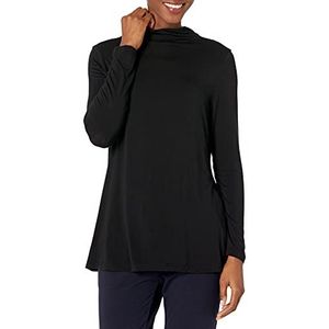 Amazon Essentials Dames jersey lange mouwen Mock Neck Swing Tuniek (voorheen Daily Ritual), zwart, S