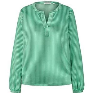 TOM TAILOR Dames T-shirt met lange mouwen 1035374, 31261 - Green White Thin Stripe, XL