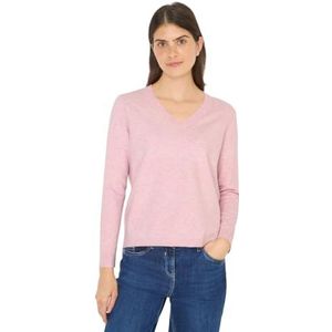 Cecil - Gebreide Trui - Blossom Glow Melange - Met V-hals en Mouwdetails