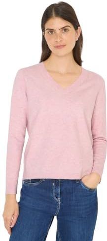 Cecil - Gebreide Trui - Blossom Glow Melange - Met V-hals en Mouwdetails