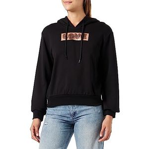 Love Moschino Dames Regular Fit Long-Sleeved Hoodie Sweatshirt, Zwart, 40, zwart, 40