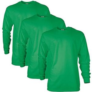 Gildan G2400 Ultra Cotton T-shirt met lange mouwen voor heren, verpakking van 3 stuks, Iers groen (verpakking van 3), M