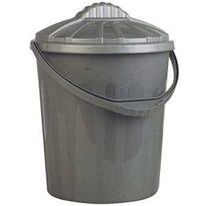 Bronzo Clean Line vuilnisbak met deksel 22 liter grijs, One Size