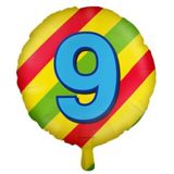 PD-Party 7042109 Gelukkig Folie Ballonnen | Happy Balloons | Viering | Feest Decoraties - 9 Jaren, Veelkleurig, 46cm Lengte x 46cm Breedte x 46cm Hoogte