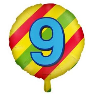 PD-Party 7042109 Gelukkig Folie Ballonnen | Happy Balloons | Viering | Feest Decoraties - 9 Jaren, Veelkleurig, 46cm Lengte x 46cm Breedte x 46cm Hoogte
