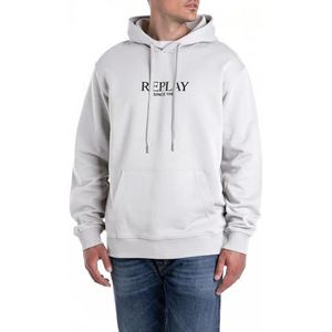 Replay Heren regular fit capuchontrui hoodie van katoen, 011, natuurlijk wit., L