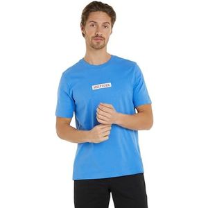 Tommy Hilfiger Mannen Monotype Box Tee S/S T-shirts, blauw, XL, Blauwe spreuk, XL