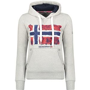 Geographical Norway Gpalm Lady - Damessweatshirt met capuchon en kangoeroezakken - sweatshirt voor dames, trui, casual, lange mouwen, warm, Lichtgrijs, XXL