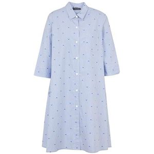 EMPORIO ARMANI Korte ochtendjas voor dames, nachthemd, Lapis/witte streep, S, Lapis/Witte Streep, S