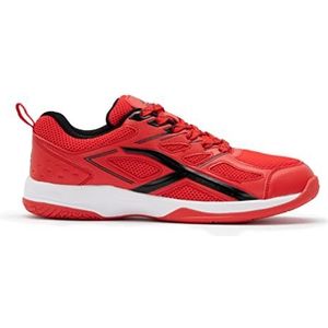 HUNDRED Xoom Non-Marking Professional Badminton Shoes for Men | Material: Faux Leather | Suitable for Indoor Tennis, Squash, Table Tennis, Basketball & Padel (Red/White, Size: EU 43, UK 9, US 10)