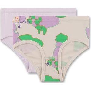 SANETTA Meisjesonderbroek Beige | Hoge kwaliteit en duurzame onderbroek voor meisjes uit katoenmix. Slip met kikker allover | Inhoud: set van 2 ondergoed voor meisjes