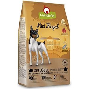 GranataPet Mini Royal Pluimvee, 1 kg, droogvoer voor honden, hondenvoer zonder granen en zonder toegevoegde suikers, volledig voer voor volwassen honden