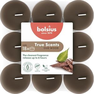 Bolsius - True Scents - Geurtheelichten - 18 stuks per verpakking - Clear cup - Oud Wood
