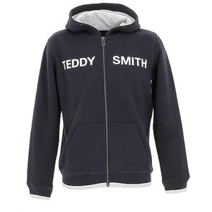 Teddy Smith Giclass Hoody J Sweatshirt met capuchon voor jongens, Donkermarineblauw/wit, 8 Jaren