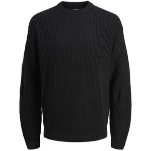 Jack & Jones - JJKAITO KNIT CREW NECK BF - Trui - Zwart - Ronde Hals - Lange Mouwen
