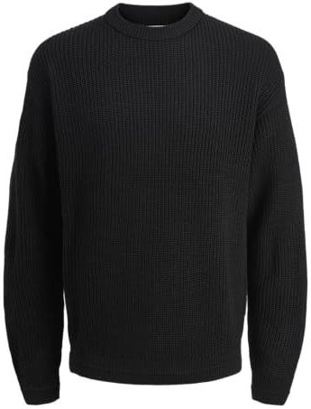 Jack & Jones - JJKAITO KNIT CREW NECK BF - Trui - Zwart - Ronde Hals - Lange Mouwen