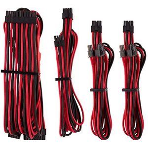 Corsair Premium kabelset, type 4 (generatie 4-serie), starterset, voor voedingen, met ommanteling, rood/zwart