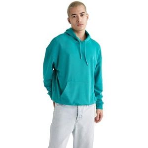 DeFacto Heren hoodie pullover - stijlvolle hoodie voor mannen - trendy herentrui met capuchon - hoodie voor mannen pullover met capuchon voor heren - comfortabele hoodies voor mannen, D.GREEN, XXL