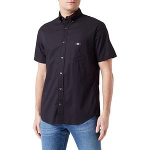 GANT Reg Poplin Ss Shirt voor heren, klassiek shirt met korte mouwen, zwart, XXL