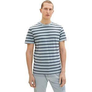 TOM TAILOR Uomini T-shirt 1035539, 31460 - Ice Blue Multicolor Stripe, XXL